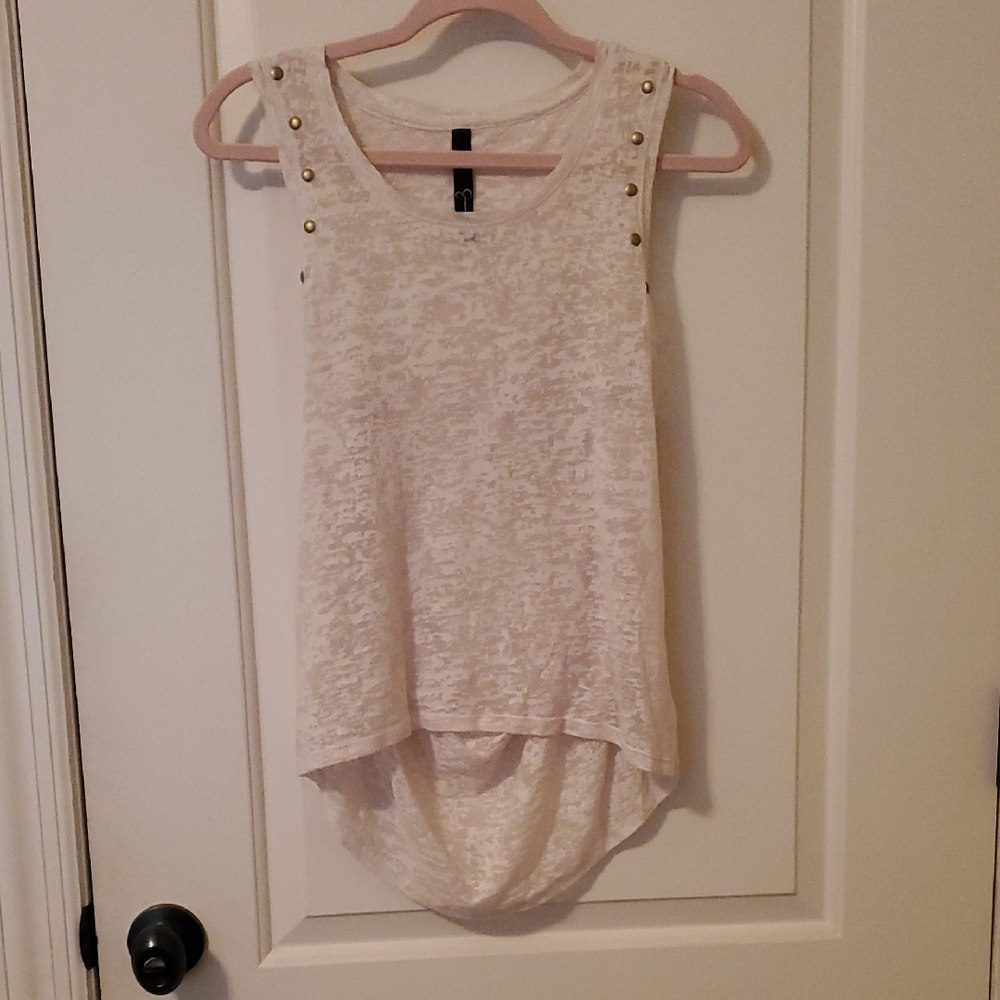 Jessica Simpson Cream Tank Top with Gold Accents